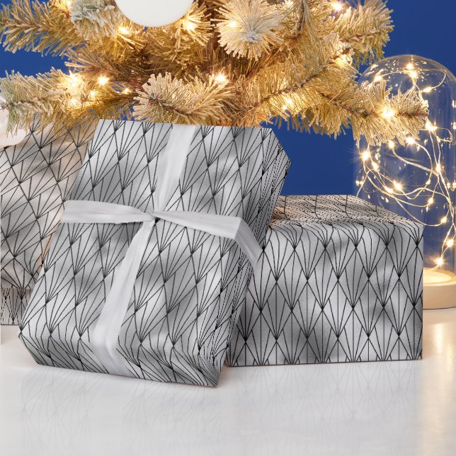 Deko-Muster aus Silber und Schwarz Diamond Geschenkpapier (Feiertage)