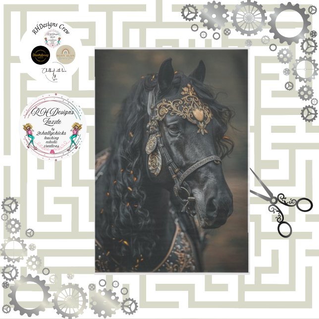 Deko-Pferd Black Nobility Golden Adornment Seidenpapier (Von Creator hochgeladen)