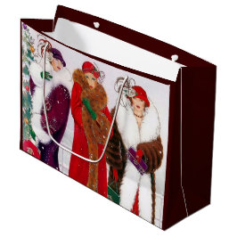 Deko Retro-Jahrgang Weihnachtsfrauen Große Geschenktüte