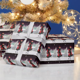 Deko Retro Weihnachtsfrau Geschenkpapier