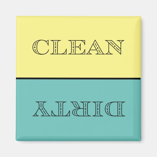 Deko Saubere Geschirrspülmaschine Magnet (Gelb/Aqu (Vorne)