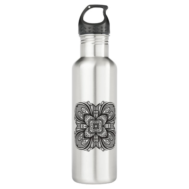 Deko-schwarzes Quadrat inspiriert Trinkflasche (Vorderseite)