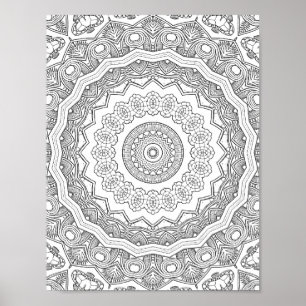 Deko-Sonnenstrahlen-Ringe Färbeseite Musterdesign Poster