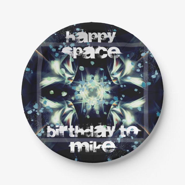 Deko Star Space & Ihr Text Pappteller (Vorderseite)