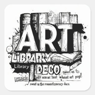 Deko-Sticker-Pack zur Kunstbibliothek: Eine Geschi Quadratischer Aufkleber