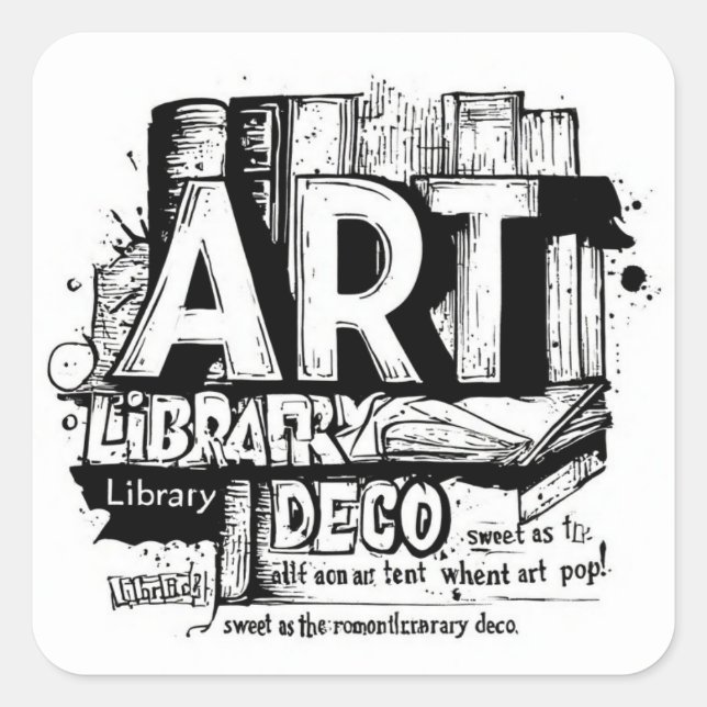 Deko-Sticker-Pack zur Kunstbibliothek: Eine Geschi Quadratischer Aufkleber (Vorderseite)