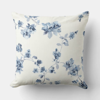 Dekokissen mit blauem Blumen-Print