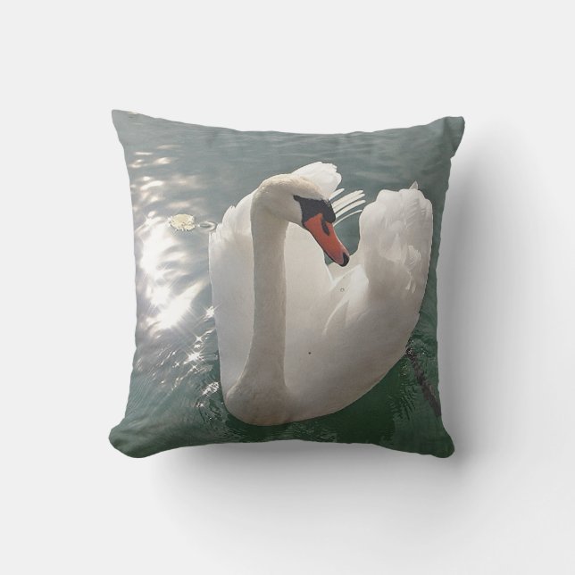 Dekokissen romantischer weisser Schwan (Vorderseite)