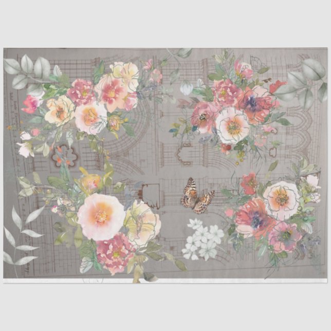 Dekopapier gotische Blumendesign Seidenpapier (Vorderseite)