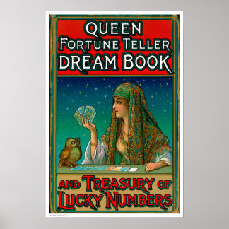 DEKOR: ALTES BUCHCOVER FORTUNE TELLER POSTER