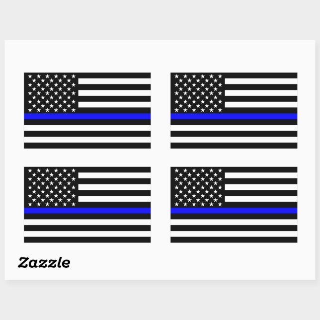 Dekor der American Thin Blue Line Rechteckiger Aufkleber (Blatt)