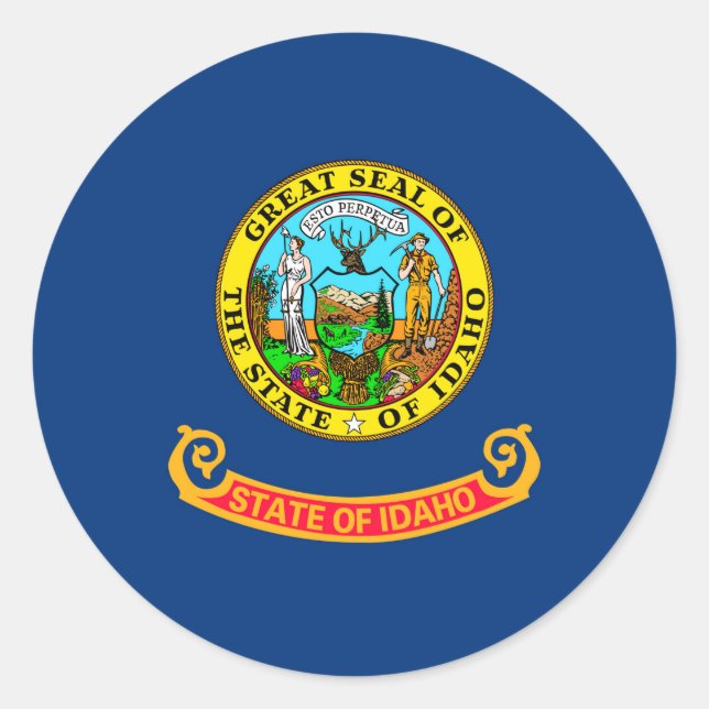 Dekor der Flaggen des Staates Idaho Runder Aufkleber (Vorderseite)
