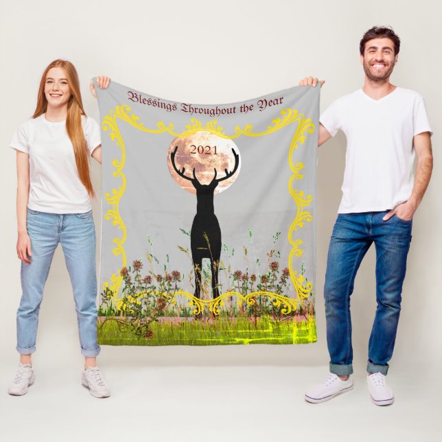 Dekor der Hirschjagd - individuell anpassbares Ges Fleecedecke (Beispiel)