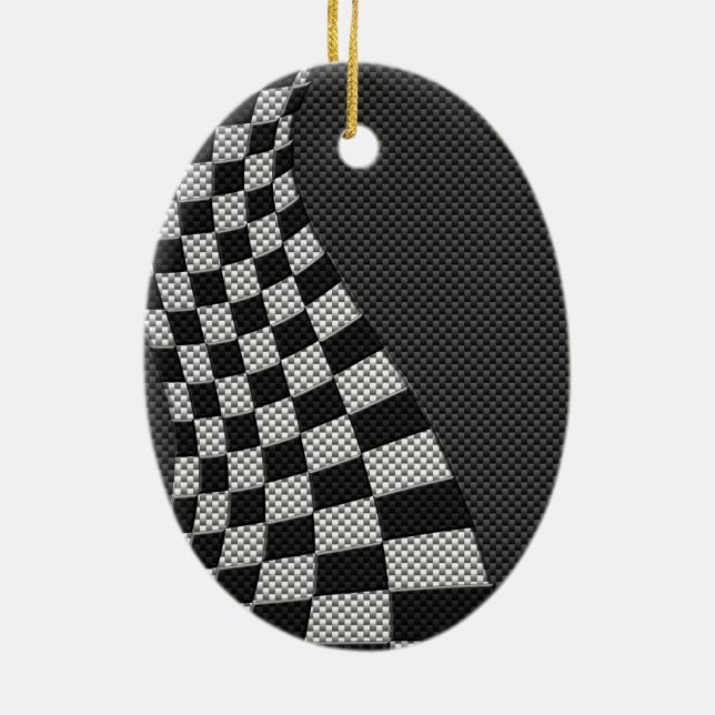 Dekor der Racing Flag Wave im Carbon Fibre-Stil Keramikornament (Hinten)