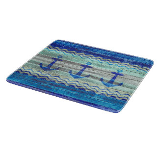Dekor der rustikalen Navy Blue Coastal Anker Schneidebrett