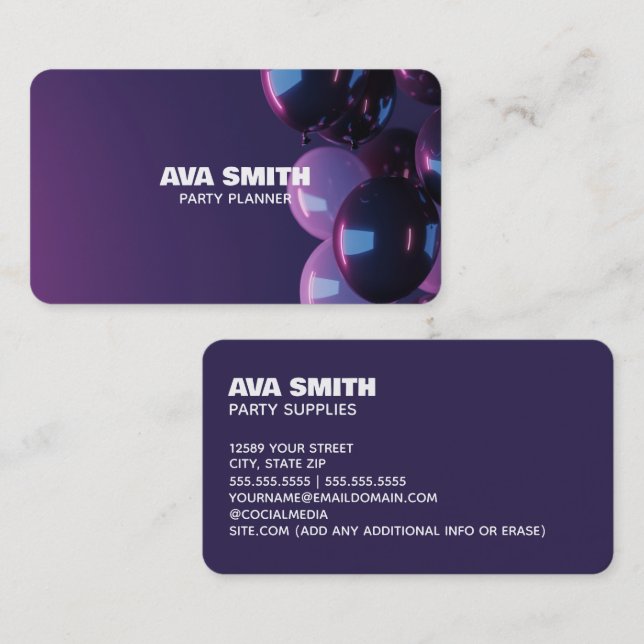 Dekor des Balloon-Party Visitenkarte (Vorne/Hinten)