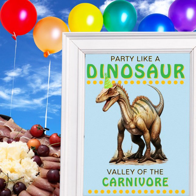 Dekor des Dinosaurier Party Zeichen: Tal des Fleis Poster (Dinosaur Party Decor Sign: Valley of the Carnivore)
