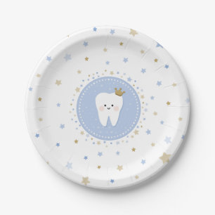 Dekor des First Tooth Party. Pappteller