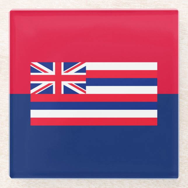 Dekor des Flaggendesigns des Hawaii-Staates Glasuntersetzer (Vorderseite)