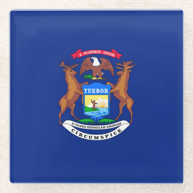 Dekor des Flaggendesigns des Michigan-Staates Glasuntersetzer (Vorderseite)