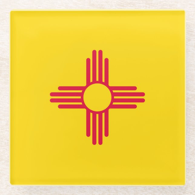 Dekor des Flaggendesigns des Staates New Mexiko Glasuntersetzer (Vorderseite)