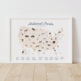 Dekor des neutralen Nationalparks Landkarte Kinder Poster