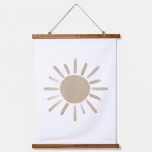 Dekor des neutralen Sun Boho-Kinderzimmers Wandteppich Mit Holzrahmen
