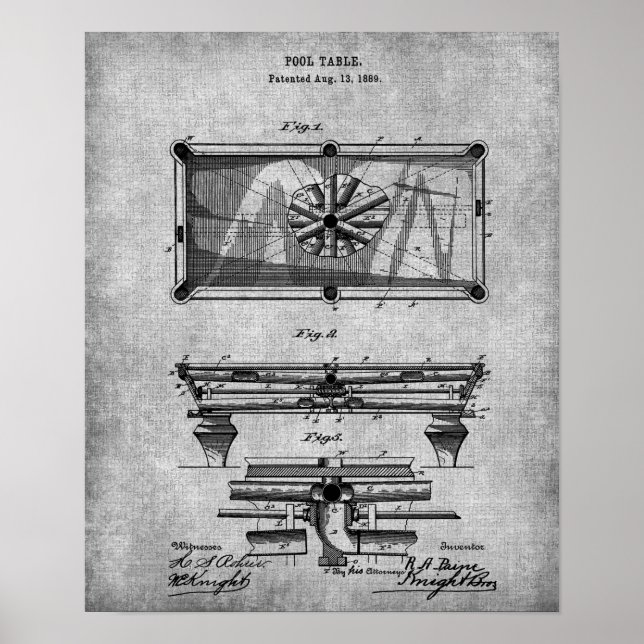 Dekor des Poolraums Print 10 Pool Table Patent Art Poster (Vorne)