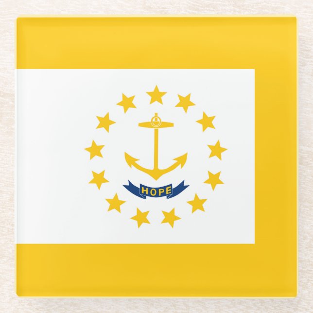 Dekor für das Flaggendesign auf der Insel Rhode Glasuntersetzer (Vorderseite)