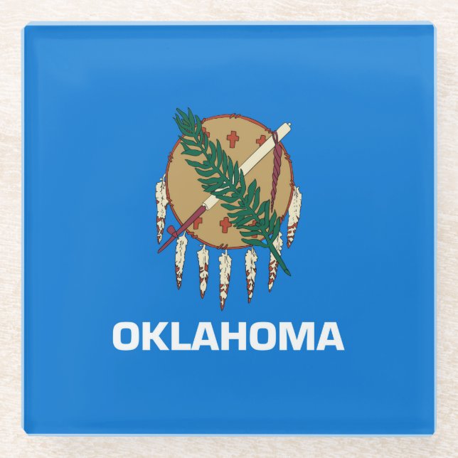 Dekor für das Flaggendesign des Staates Oklahoma Glasuntersetzer (Vorderseite)