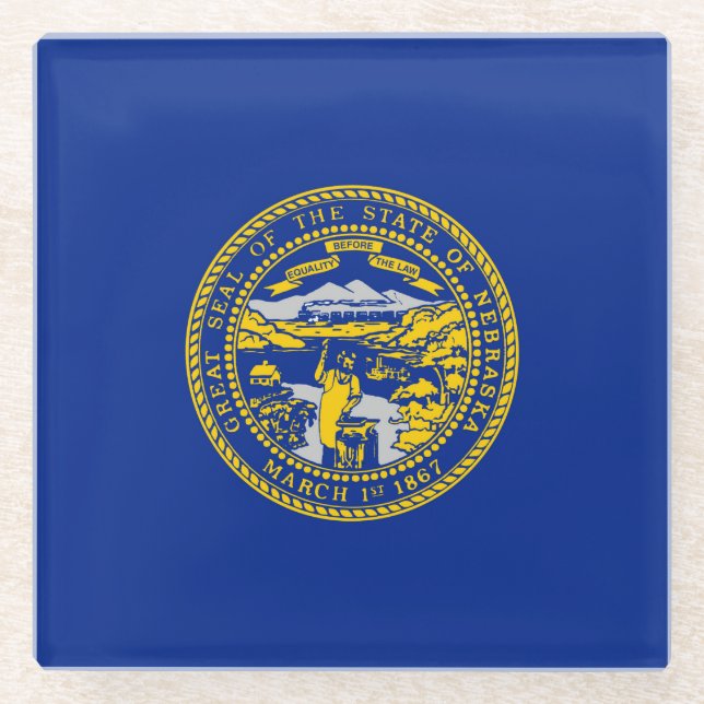 Dekor für die Flaggen des Nebraska-Staates Glasuntersetzer (Vorderseite)