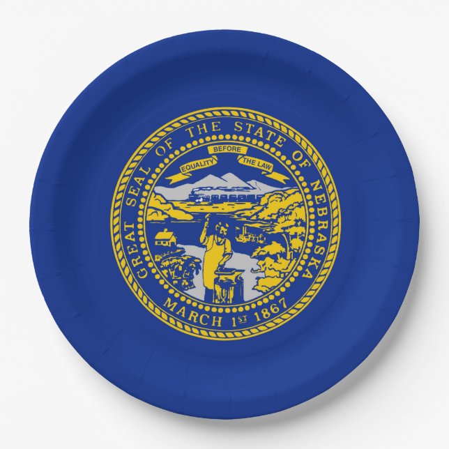 Dekor für die Flaggen des Nebraska-Staates Pappteller (Vorderseite)