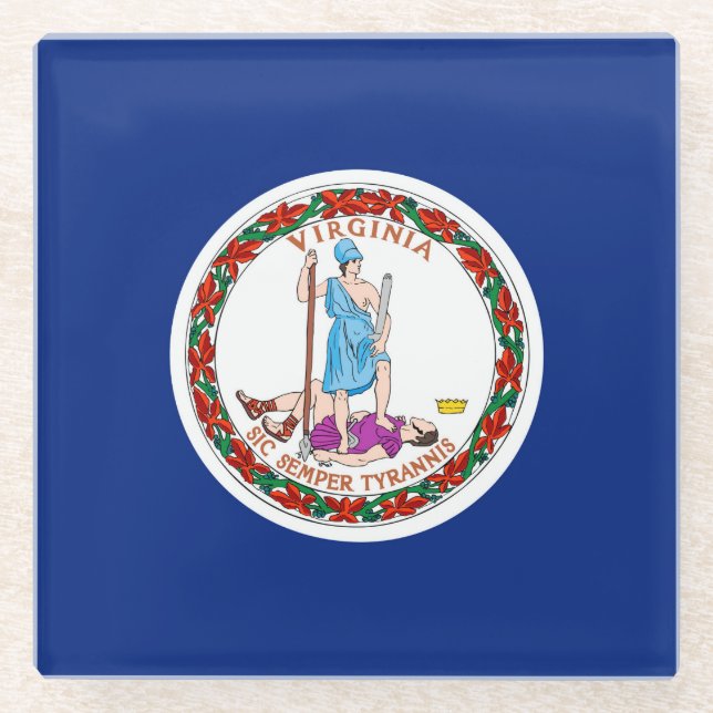 Dekor für die Flaggen des Staates Virginia Glasuntersetzer (Vorderseite)