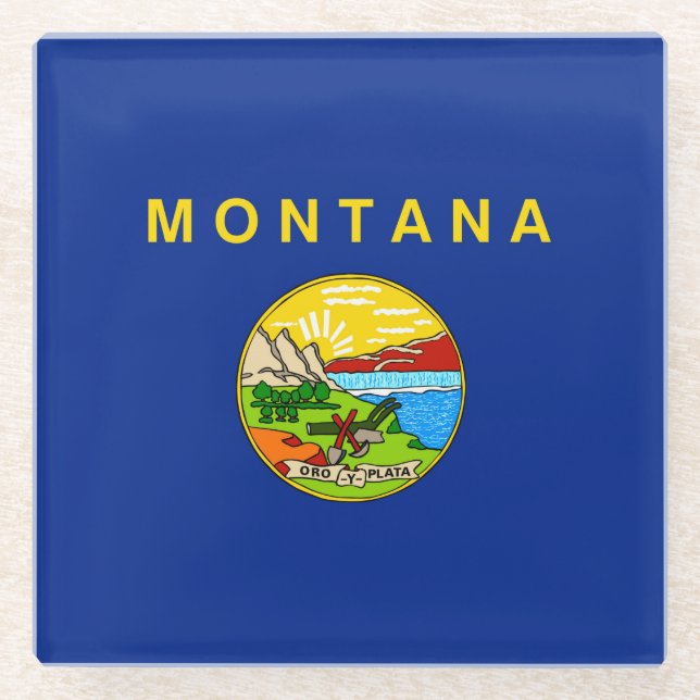 Dekor für die Staatsflagge von Montana Glasuntersetzer (Vorderseite)