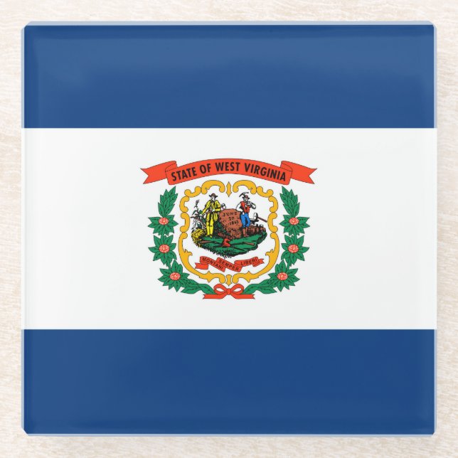 Dekor für die Staatsflagge West Virginia Glasuntersetzer (Vorderseite)