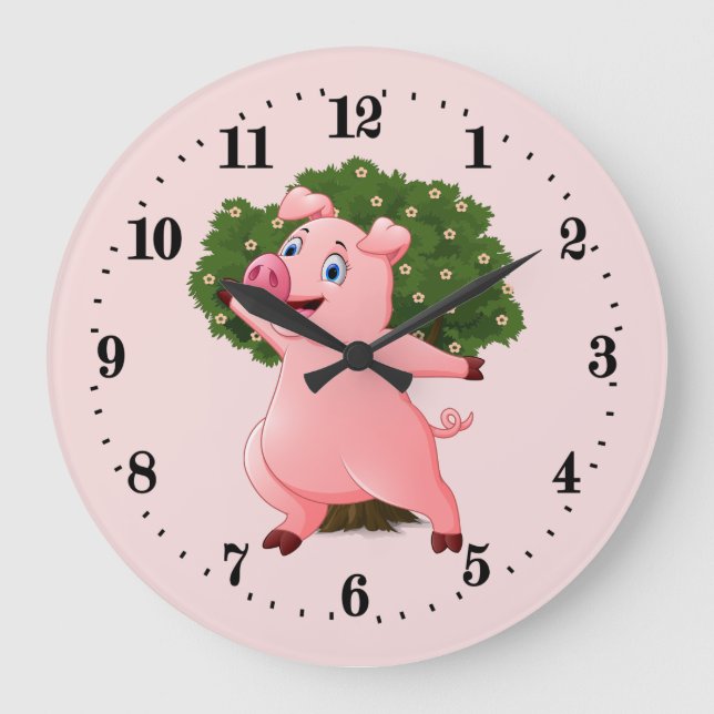 Dekor für niedliche Schweine Große Wanduhr (Vorderseite)