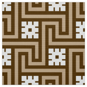 Dekor Griechischer Schlüssel, Taupe-Tan und Braun Stoff