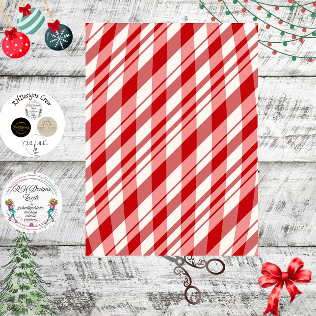 Dekor im Rot-Weiß-Peppermint-Design Seidenpapier (Von Creator hochgeladen)