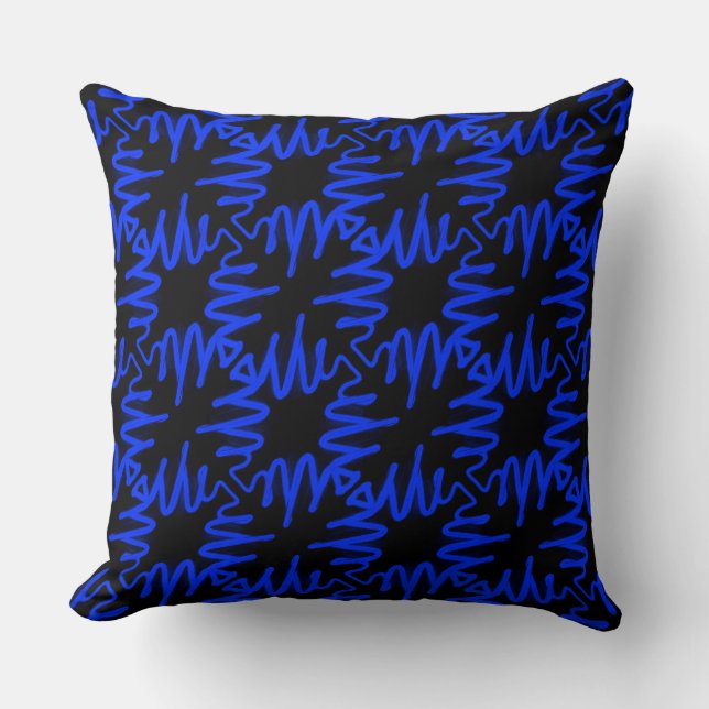 Dekor-Kissen-modernes blaues Neonschwarzes bunt Kissen (Vorderseite)