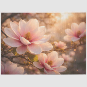 Dekor mit rosa Magnolienblüten Seidenpapier