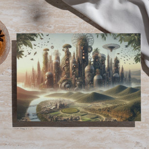 Dekor Steampunk-Gartenstadt Fantasy-Stadt Seidenpapier