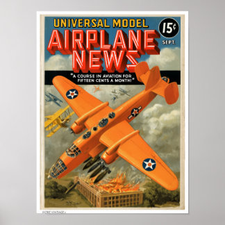 DEKOR: Vintage-Flugzeugmagazin-Illustration Poster