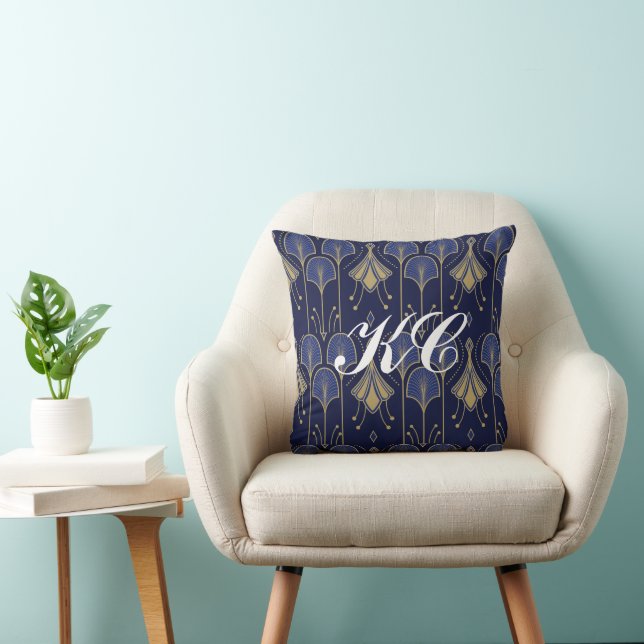 Dekor von Gold und Blau Kissen (Stuhl )