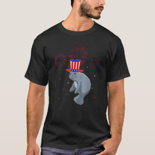Dekor von Manatee Graphic Red White Fireworks T-Shirt