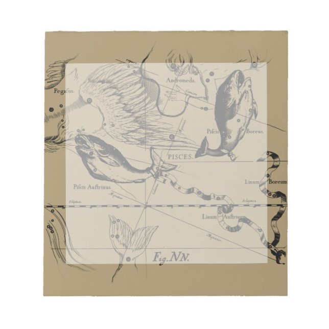 Dekor von Pisces Constellation Hevelius 1690 Notizblock (Vorderseite)