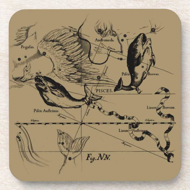 Dekor von Pisces Constellation Hevelius 1690 Untersetzer (Vorderseite)