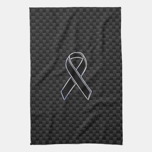 Dekoration aus schwarzem Ribbon Awareness Carbon F Geschirrtuch (Vertikal)