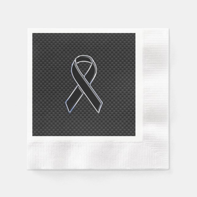 Dekoration aus schwarzem Ribbon Awareness Carbon F Serviette (Vorderseite)