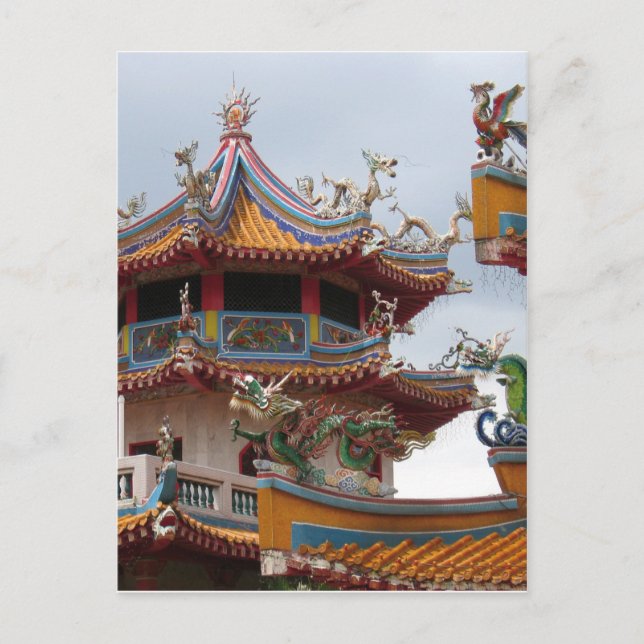 Dekoration chinesischer Tempel Postkarte (Vorderseite)