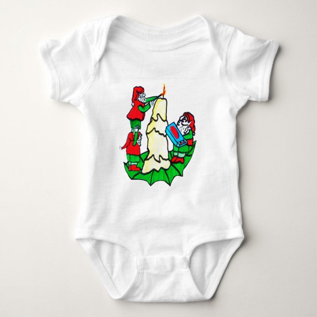 DEKORATION CHRISTMAS ELVES Säugling T Baby Strampler (Vorderseite)
